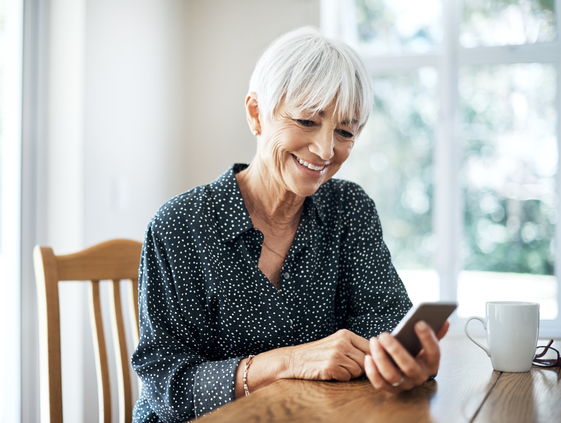 Woman using app